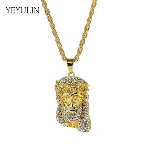 New Full Rhinestone Uzi Gun Cross Pendant Necklaces Long Cuban Link Chain Fashion Necklace For Unisex Hip Hop Jewelry