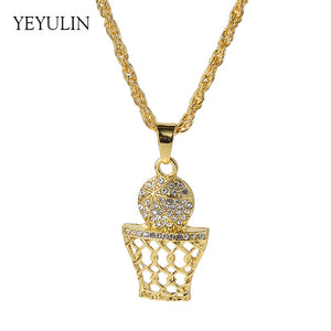 New Full Rhinestone Uzi Gun Cross Pendant Necklaces Long Cuban Link Chain Fashion Necklace For Unisex Hip Hop Jewelry