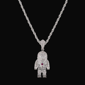 Hip Hop Jewelry Cubic Zirconia Astronaut Iced Out Cool Mens Pendant Necklace Gold/silver Color Chain Necklace for Men Gift